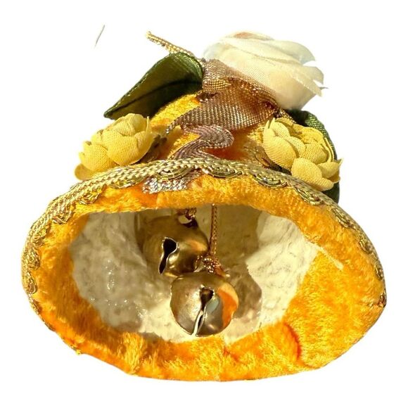 1967 Mr. Christmas Vintage Ornament Gold Velvet Christmas Bell Floral - Picture 9 of 12